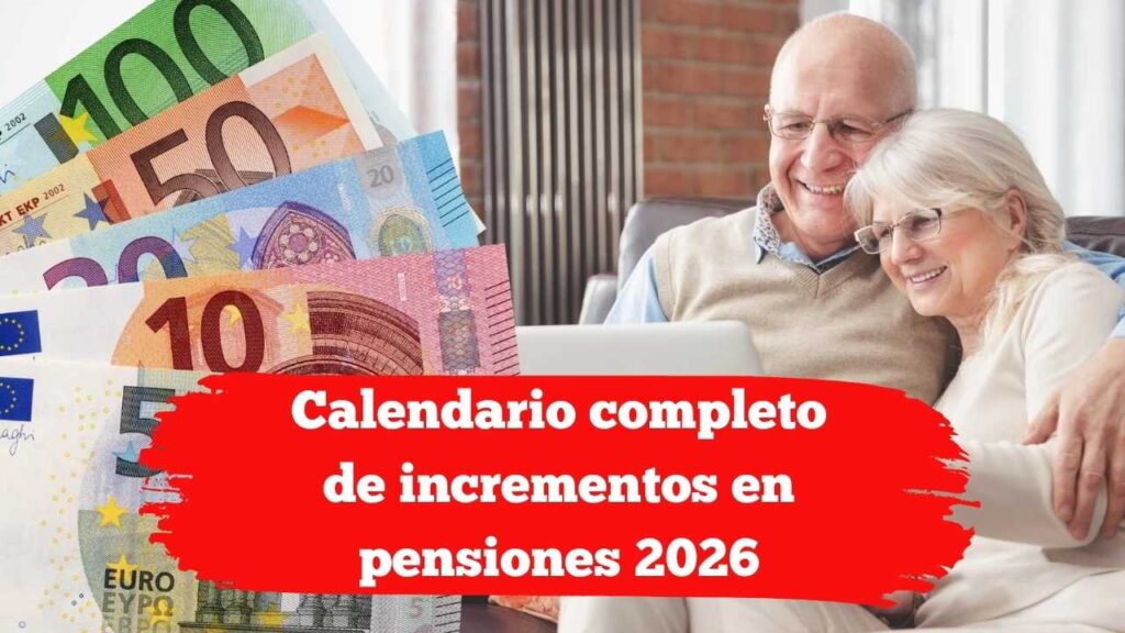 Calendario completo de incrementos en pensiones 2026: mes a mes, cantidades y fechas de ingreso